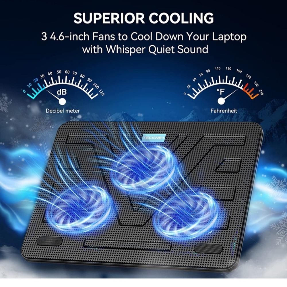 NEW In Box TECKNET Laptop Cooling Pad, Portable Slim Quiet USB Powered Chill Mat